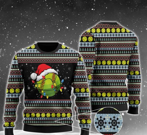 christmas softball ball santa hat all over printed ugly christmas sweater 2 - Copy (3)