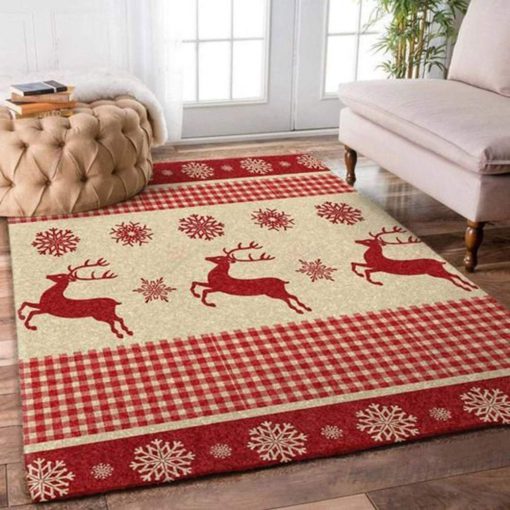 christmas time deer full printing rug 2