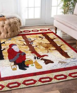 christmas time santa claus and animals full printing rug 3