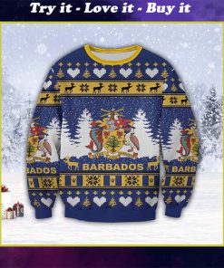 coat of arms of barbados all over print ugly christmas sweater