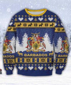 coat of arms of barbados all over print ugly christmas sweater 4