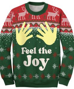 couple shirt feel the joy all over printed ugly christmas sweater 3