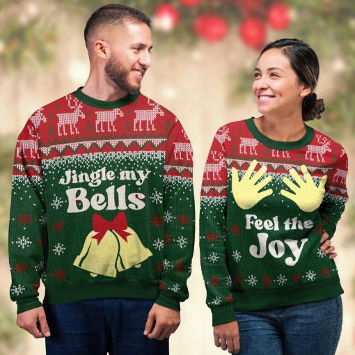 couple shirt feel the joy all over printed ugly christmas sweater 4
