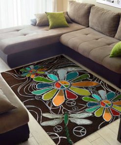dragonfly hippie soul leather pattern full printing rug 2