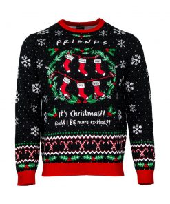 friends its christmas could i be more excited all over printed ugly christmas sweater 2