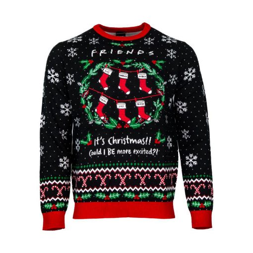 friends its christmas could i be more excited all over printed ugly christmas sweater 2