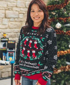friends its christmas could i be more excited all over printed ugly christmas sweater 3