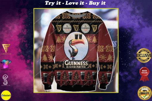 guinness is good for you all over print ugly christmas sweater