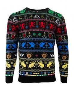 harry potter hogwarts houses all over printed ugly christmas sweater 3