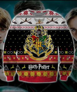 harry potter symbols houses all over printed ugly christmas sweater 2