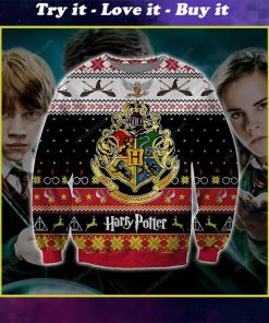 harry potter symbols houses all over printed ugly christmas sweater