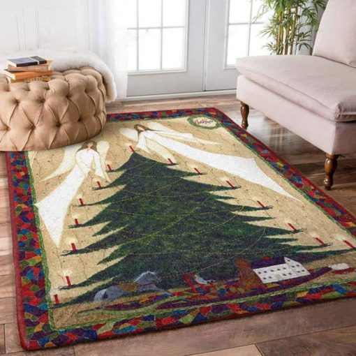 holiday time christmas tree and angel full printing rug 5