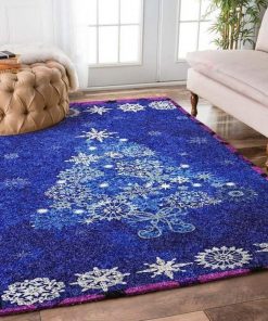 holiday time christmas tree and snowflake full printing rug 2