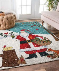 holiday time santa claus and cardinal full printing rug 2