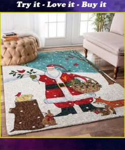 holiday time santa claus and cardinal full printing rug