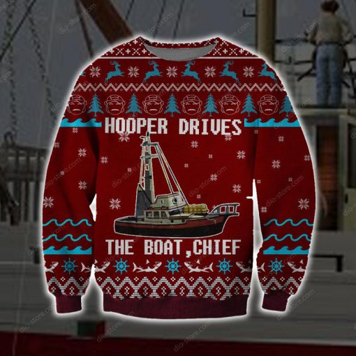 hooper drives the boat chief full printing ugly christmas sweater 2