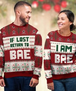 if lost return to bae and im bae couple shirt ugly christmas sweater 4