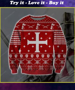 knights templar knitting pattern full printing ugly christmas sweater