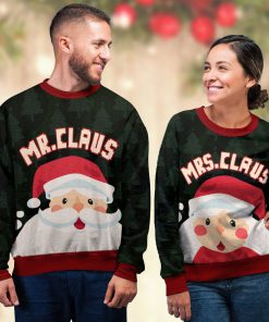 love couple mrs santa claus and mr santa claus ugly christmas sweater 4