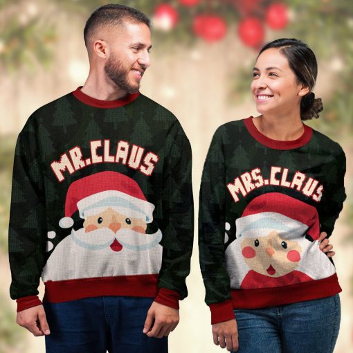 love couple mrs santa claus and mr santa claus ugly christmas sweater 5