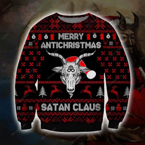 merry antichristmas satan claus full printing ugly christmas sweater 2