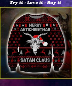 merry antichristmas satan claus full printing ugly christmas sweater