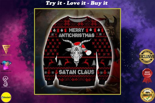 merry antichristmas satan claus full printing ugly christmas sweater