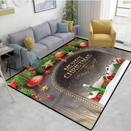 merry christmas and happy new year full printing rug 4
