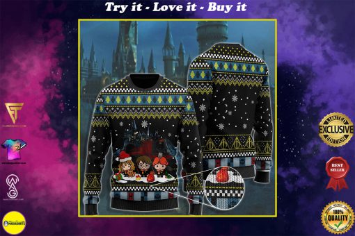 merry christmas with harry potter chibi ugly christmas sweater