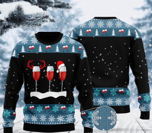 merry christmas with red wine ugly christmas sweater 2