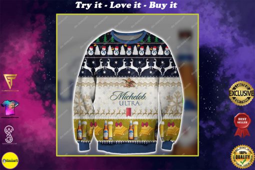 michelob ultra beer all over print ugly christmas sweater