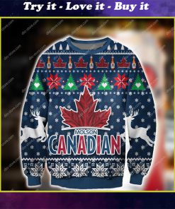 molson canadian beer all over printed ugly christmas sweater
