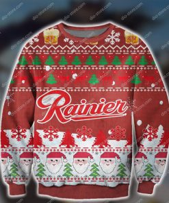 rainier beer and santa all over print ugly christmas sweater 2