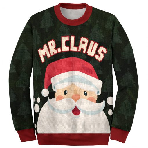 santa mr claus and mrs claus love couple ugly christmas sweater 2
