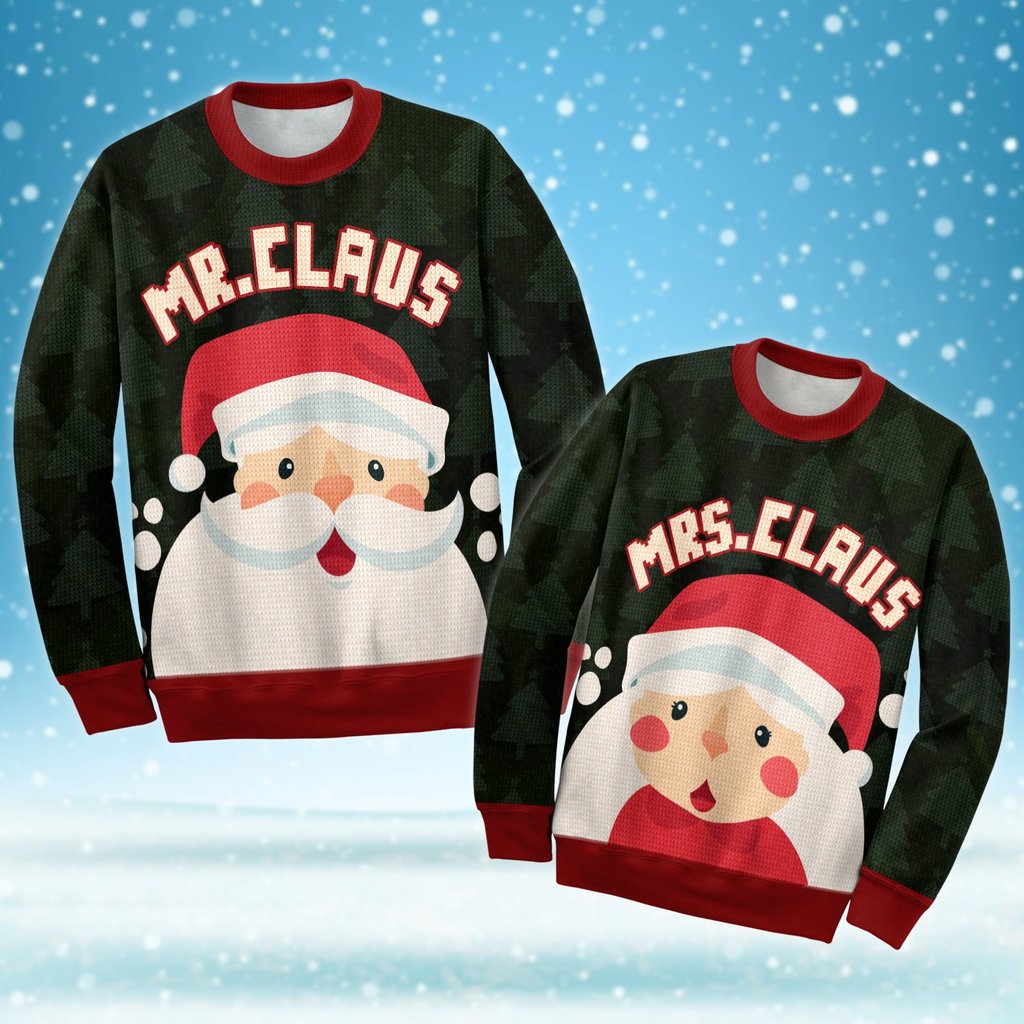 Details about   Mr And Mrs Claus Matching Couple Dark Grey Hoodie 