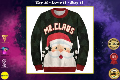 santa mr claus and mrs claus love couple ugly christmas sweater
