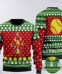 softball christmas tree all over printed ugly christmas sweater 2