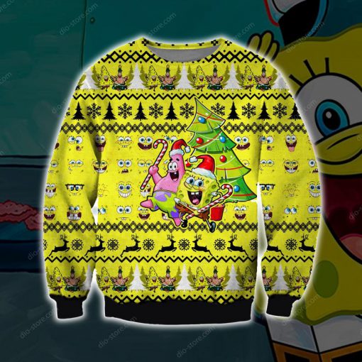 spongebob squarepants all over printed ugly christmas sweater 2