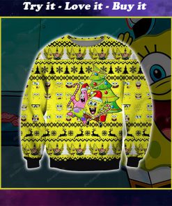 spongebob squarepants all over printed ugly christmas sweater