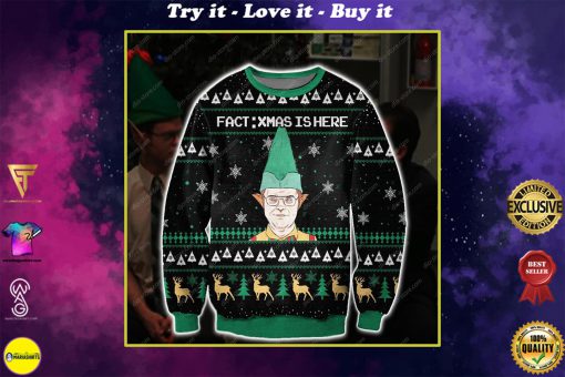 the office dwight fact xmas is here all over printed ugly christmas sweater