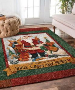 vintage christmas time santa claus full printing rug 3