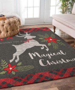 wishing you a magical christmas deer full printing rug 2