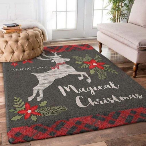wishing you a magical christmas deer full printing rug 2