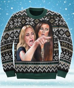 woman yelling at a cat all over printed ugly christmas sweater 2