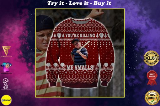 you're killing me smalls all over printed ugly christmas sweater