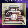 american flag and baseball all over printed bedding set