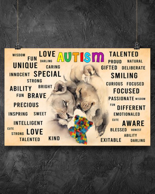 autism awareness lion love unique talented love brave fun poster 4