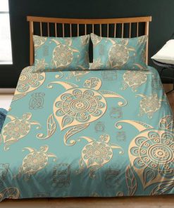 aztec turtles turquoise all over printed bedding set 2