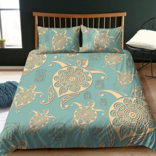 aztec turtles turquoise all over printed bedding set 2
