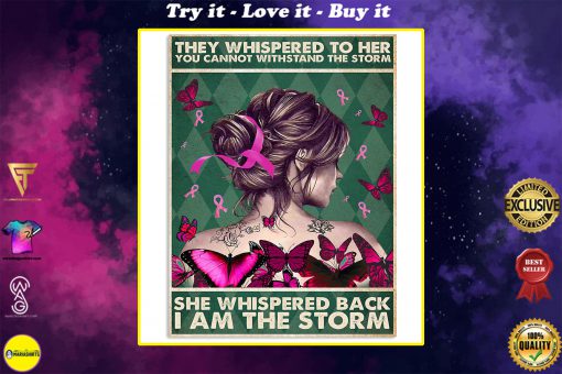 breast cancer awareness they whispered to her you cannot withstand storm vintage poster